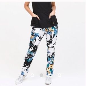 Floral Jaannu women’s size medium new with tags scrub pants straight leg